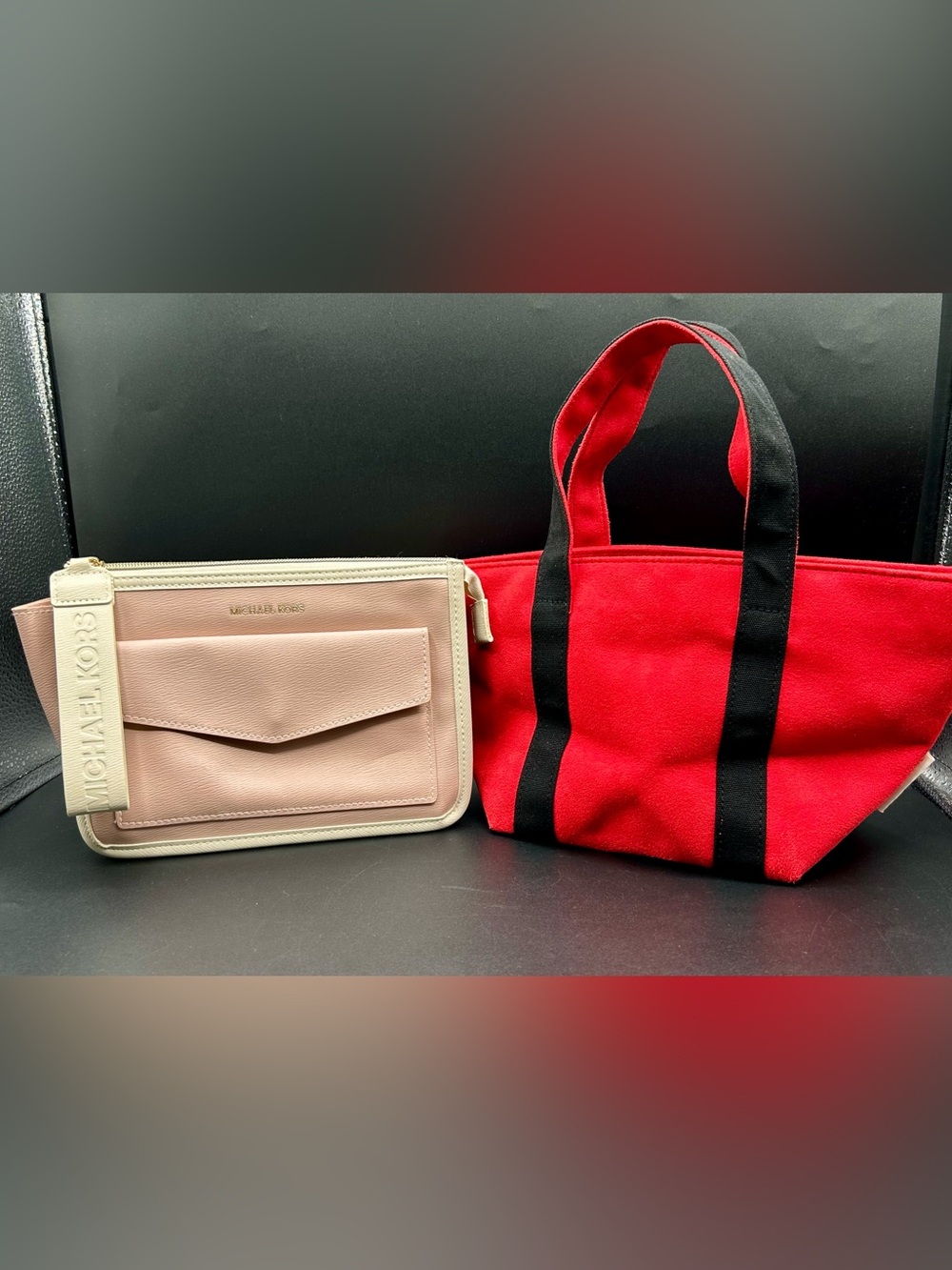 MICHAEL KORS Cosmetic Pouch & Small Canvas Bag Bundle.